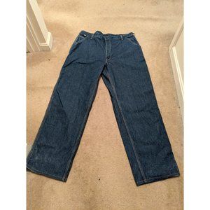 Carhartt Flame Resistant Blue Denim Jeans Length 46 In Waist 40 In Inseam 33 In